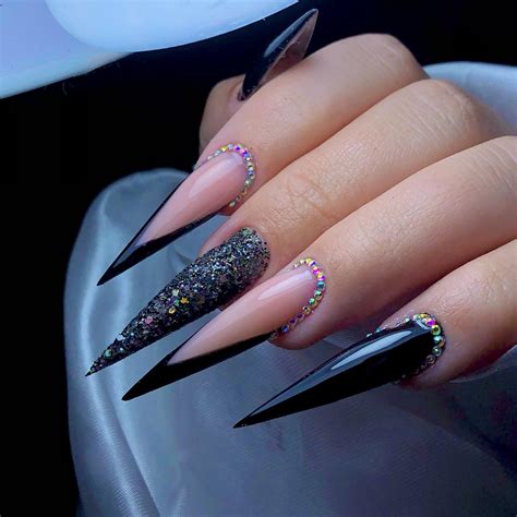 dior inspired stiletto nails|black stiletto nail designs.